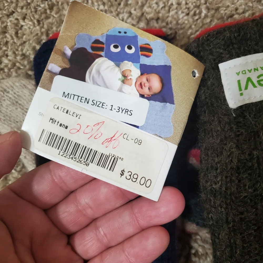 NEW Carters Cate &Levi Collection Childrens‎ Mittens Gloves 1/3 Years